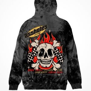 NWT Assholes Live Forever ALF RACEWAY Tie Dye Foggy Night 3XL Hoodie Unisex 2XL
